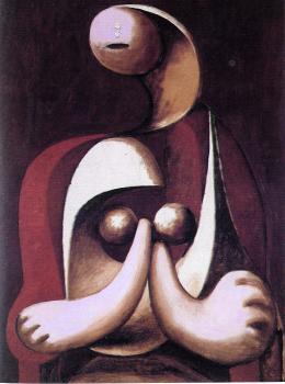 Pablo Picasso : nude woman seated in a red armchair